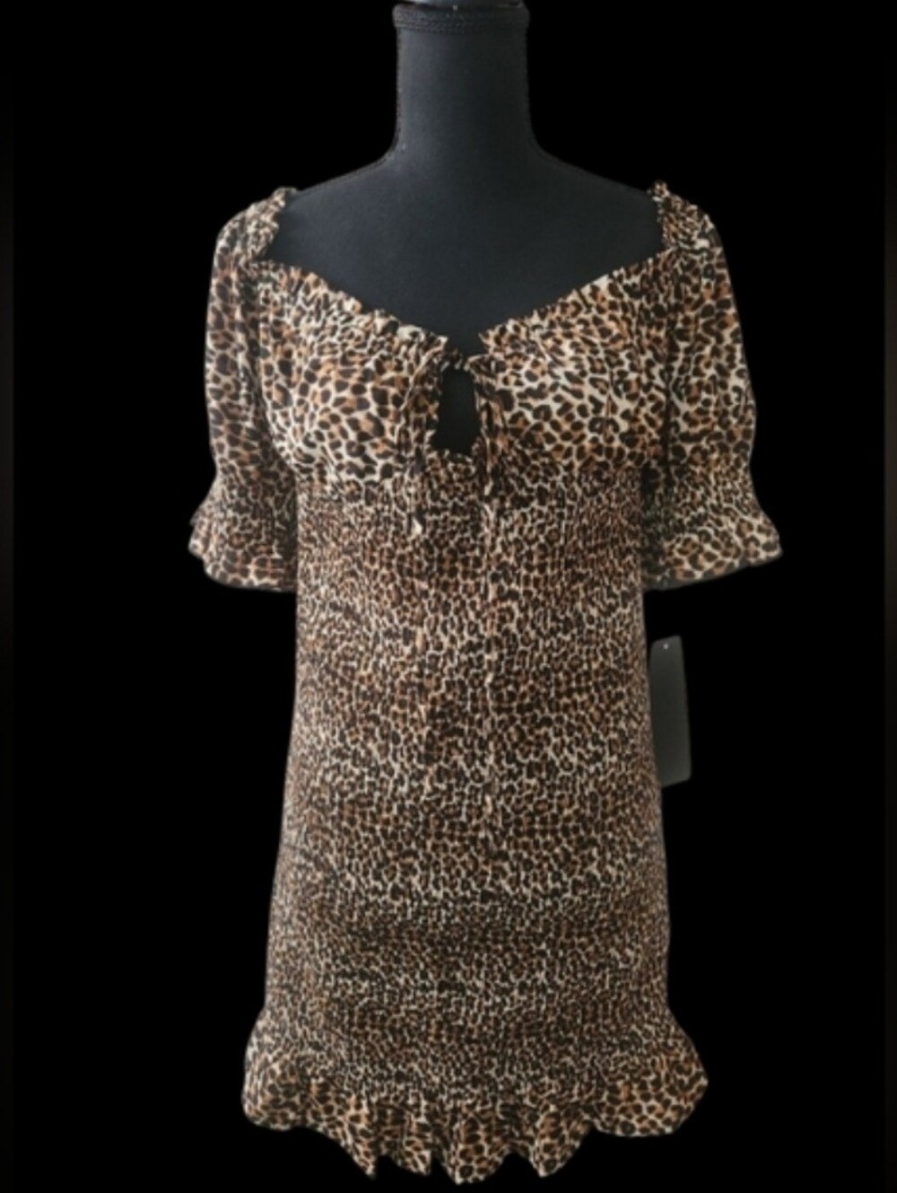Leopard Print Puff Sleeves Dress NWT - Picture 5 of 11